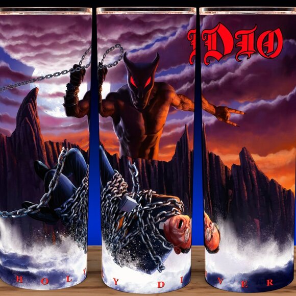 Glow in the Dark Dio Band - Holy Diver Alternate Cover Metal Cup Mug Tumbler - Picture 2 of 4